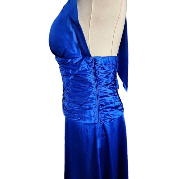 Cache Silk Dress 6 Halter Ruched Waist Vintage Y2K Scarf Hem Fairy Prom Wedding - Picture 4 of 7